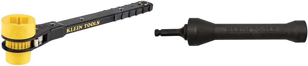 Klein Tools Lineman's Ratcheting Wrench Bundle with Impact Socket (3/4-Inch, 13/16-Inch, 1-Inch x 1-1/8-Inch) | NRHD 5-In-1 Impact Socket