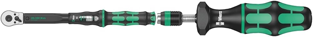 Wera Torque Wrench and Screwdriver Set - 5075611001 20-100 Nm 3/8" Click-Torque Wrench, 05074710001 2.5-11.5 in/lbs 1/4" Hex Kraftform Screwdriver
