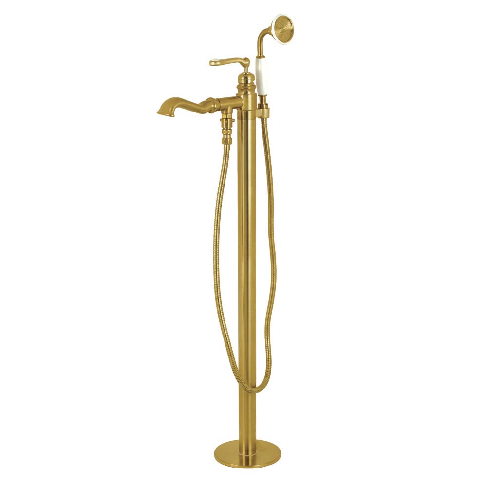 Kingston Brass KS7017RL Royale Single Handle Freestanding Roman Tub Faucet With Hand Shower, Brushed Brass
