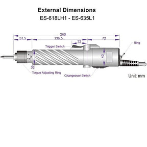Electric Torque Screwdriver, Lever Start, Torque Range (13.2-39.6 in-lbs), Direct Plug-in, (Sumake ES-645L1)