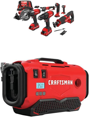 CRAFTSMAN Cordless Drill Combo Kit, 7 Tool & Inflator (CMCK700D2 & CMCE520B)