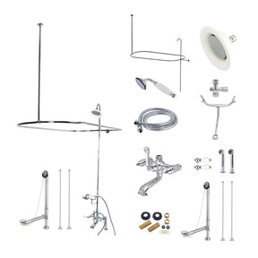 Kingston Brass CCK1171DPL 7-Inch Center Clawfoot Tub Fixture With Shower Riser Package Combo, Polished Chrome