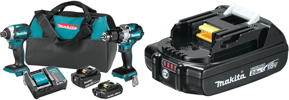 Makita XT296SMR 18V LXT® Lithium-Ion Brushless Cordless 2-Pc. Combo Kit (2.0Ah/4.0Ah) with bonus BL1820B 18V LXT® Lithium-Ion Compact 2.0Ah Battery