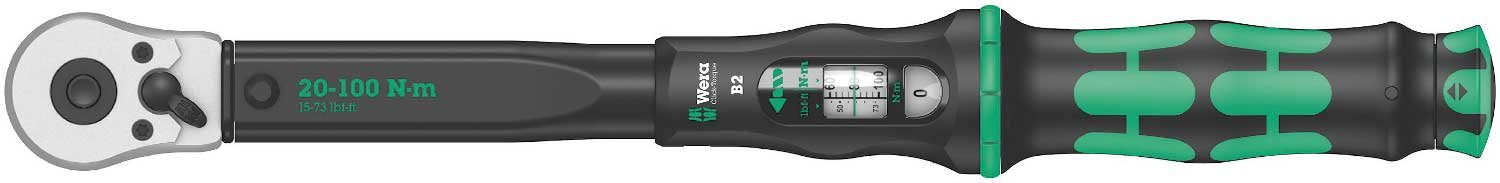 Wera Torque Wrench and Screwdriver Set - 5075611001 20-100 Nm 3/8" Click-Torque Wrench, 05074710001 2.5-11.5 in/lbs 1/4" Hex Kraftform Screwdriver