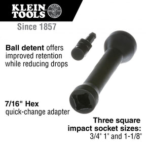 Klein Tools Lineman's Ratcheting Wrench Bundle with Impact Socket (3/4-Inch, 13/16-Inch, 1-Inch x 1-1/8-Inch) | NRHD 5-In-1 Impact Socket