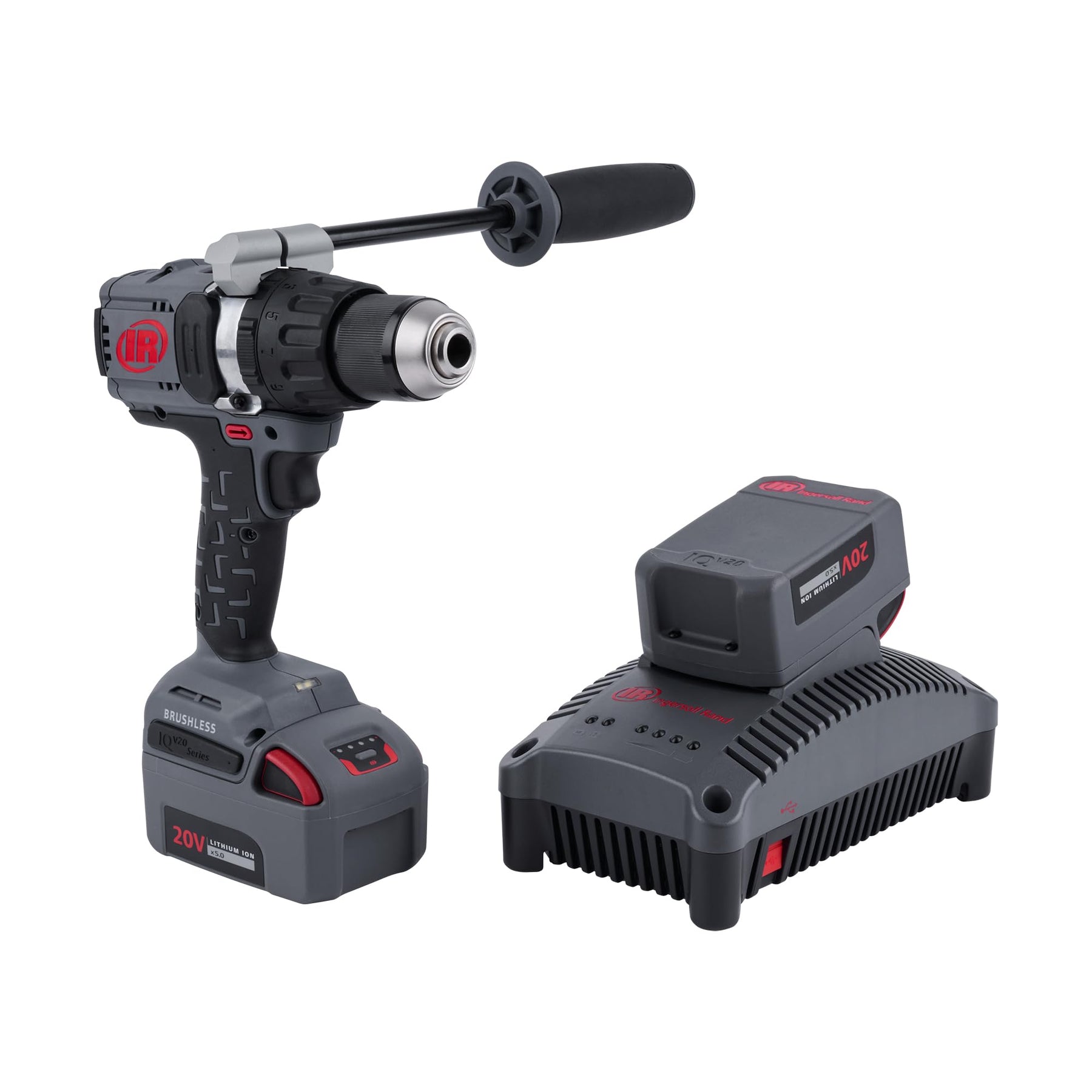 Ingersoll Rand D5241-K22 1/2" 20V Cordless Hammer Drill 2 Battery Kit with the Ingersoll Rand W3111 20V 1/4" Hex Cordless Impact Driver