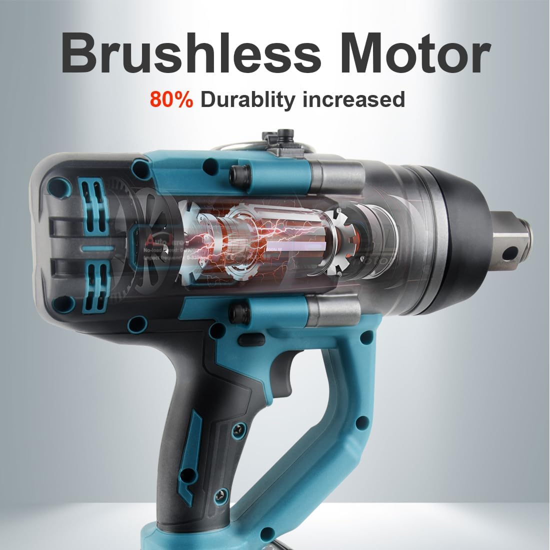 AUTOJARE Cordless Impact Wrench 1" Brushless High Torque 2200 Ft-lbs (3000 N.m) Heavy-duty Impact Wrench with 6.0A Battery, Fast Charger, Carrying Case and 2pc Sockets