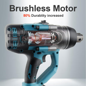 AUTOJARE Cordless Impact Wrench 1" Brushless High Torque 2200 Ft-lbs (3000 N.m) Heavy-duty Impact Wrench with 6.0A Battery, Fast Charger, Carrying Case and 2pc Sockets