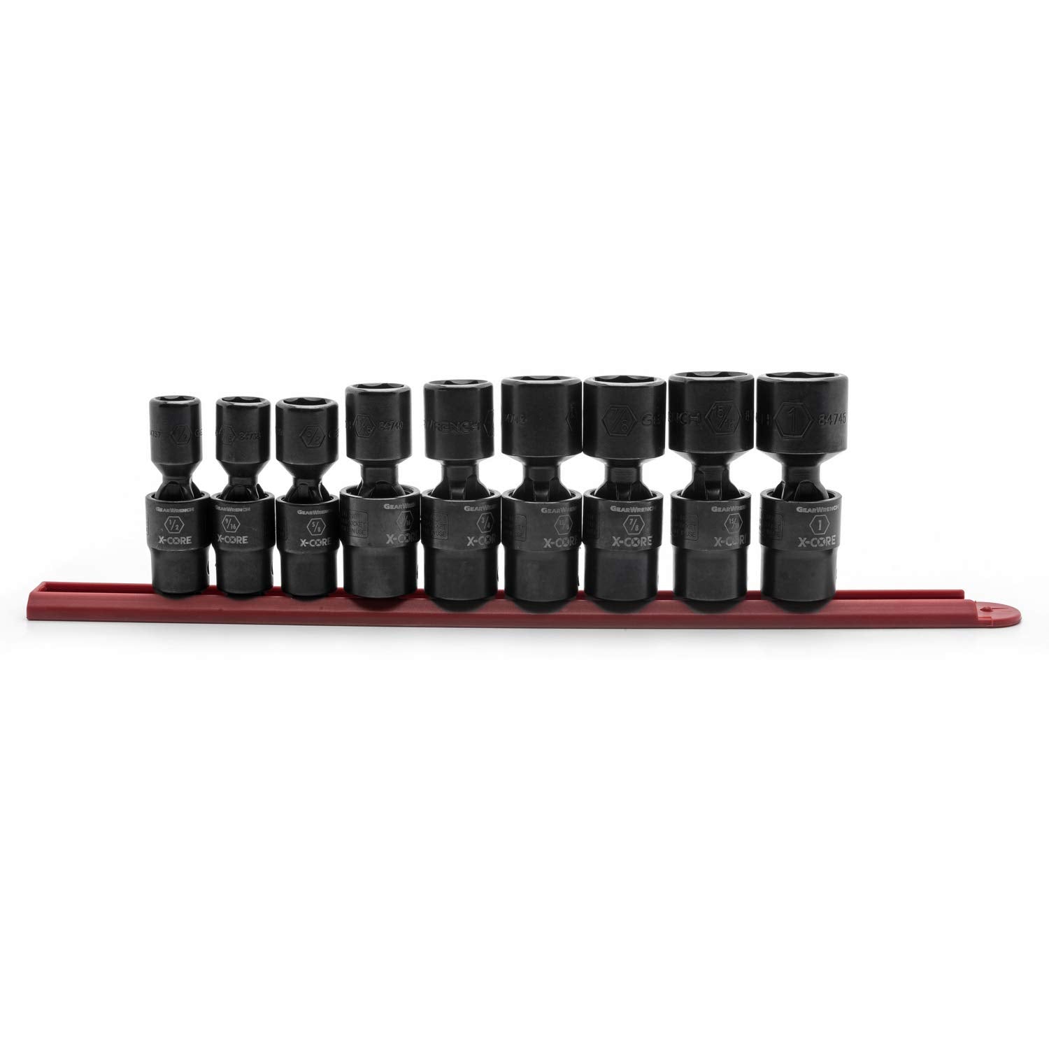 GEARWRENCH 9 Pc. 1/2" Drive 6 Point Standard X-Core™ Pinless Universal Impact SAE Socket Set - 84978