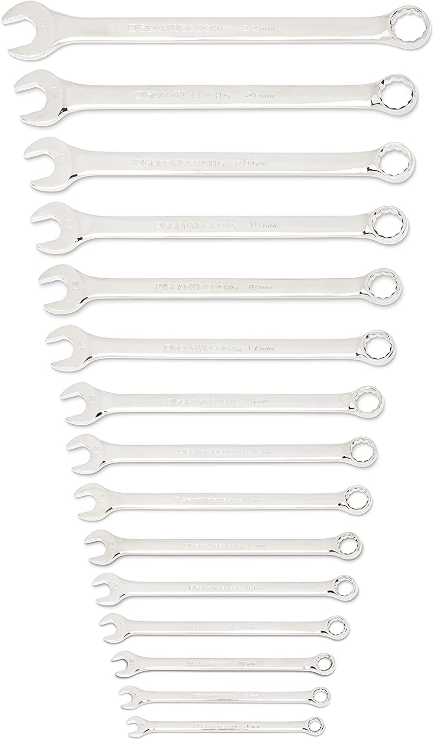 GEARWRENCH 30 Piece 12 Point Long Pattern Combination SAE/Metric Wrench Set with Wrench Racks (1/4-1 in., 8-22 mm) - 81937
