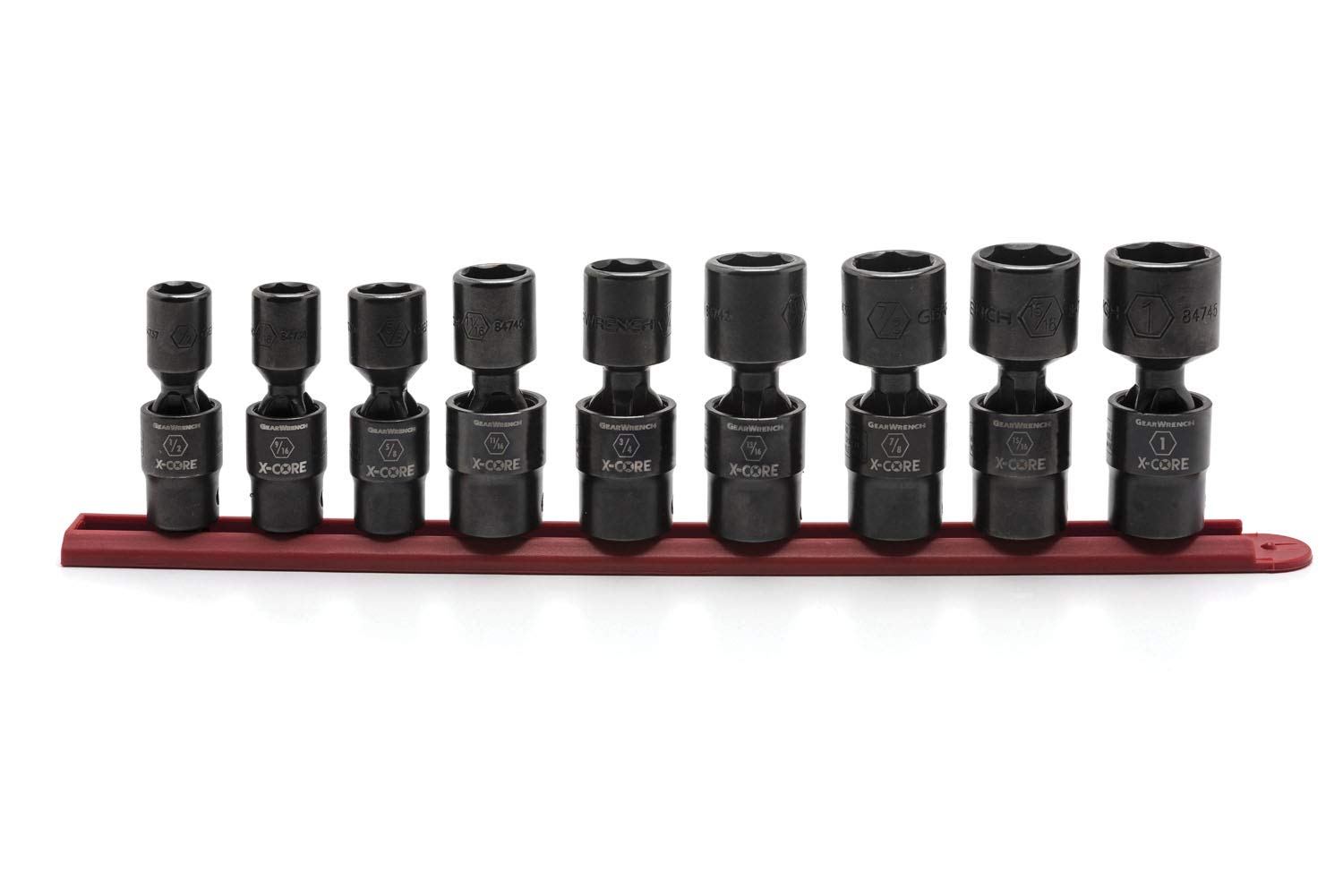 GEARWRENCH 9 Pc. 1/2" Drive 6 Point Standard X-Core™ Pinless Universal Impact SAE Socket Set - 84978