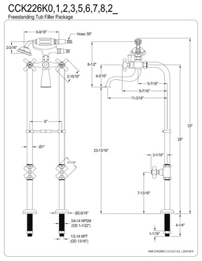 Kingston Brass CCK226K7 Kingston Freestanding Clawfoot Tub Faucet Package with Supply Line, Brushed Brass
