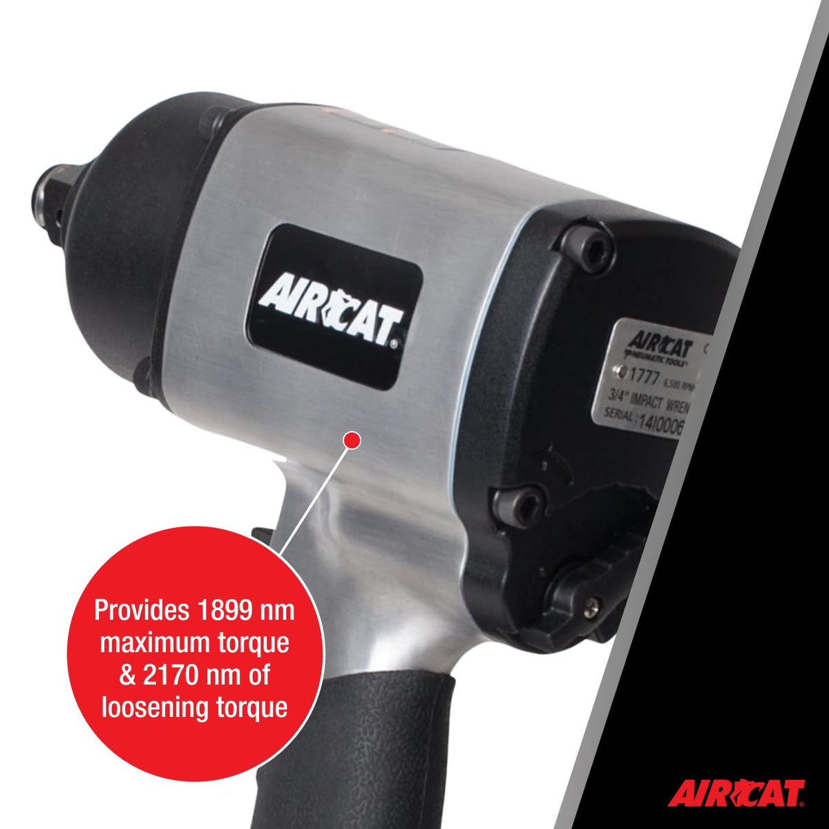 AIRCAT Pneumatic Tools 1777K: 3/4-Inch Impact Wrench Kit with Refined Design Twin Hammer 1,600 ft-lbs of Torque