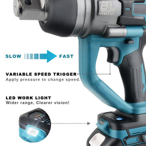 AUTOJARE Cordless Impact Wrench 1" Brushless High Torque 2200 Ft-lbs (3000 N.m) Heavy-duty Impact Wrench with 6.0A Battery, Fast Charger, Carrying Case and 2pc Sockets