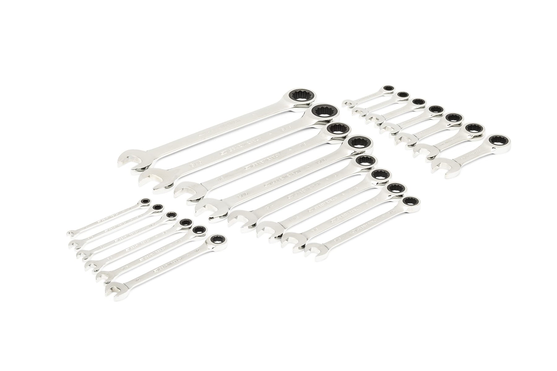 GEARWRENCH 21 Piece 72T SAE Standard & Stubby Ratcheting Wrench Set with EVA Foam Tray - 86526