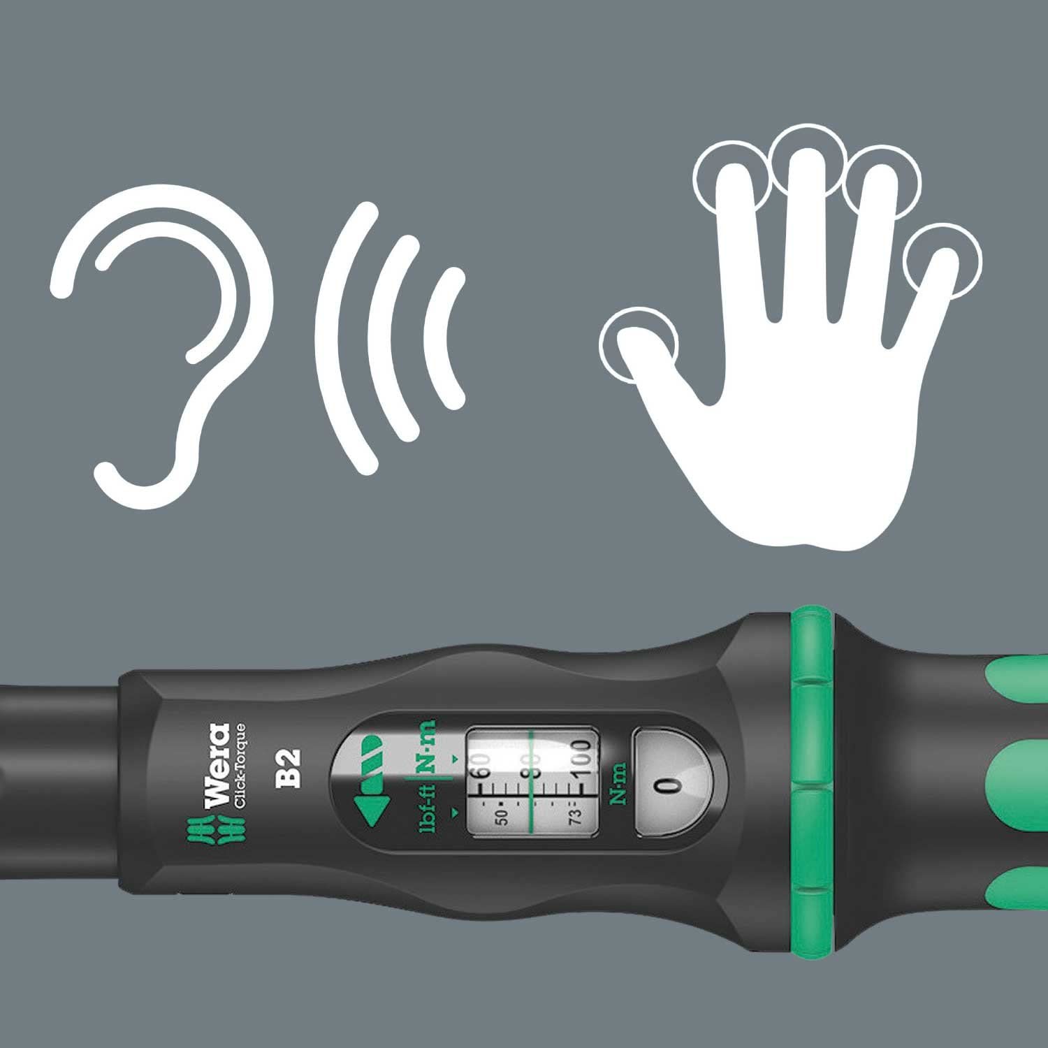 Wera Torque Wrench and Screwdriver Set - 5075611001 20-100 Nm 3/8" Click-Torque Wrench, 05074710001 2.5-11.5 in/lbs 1/4" Hex Kraftform Screwdriver