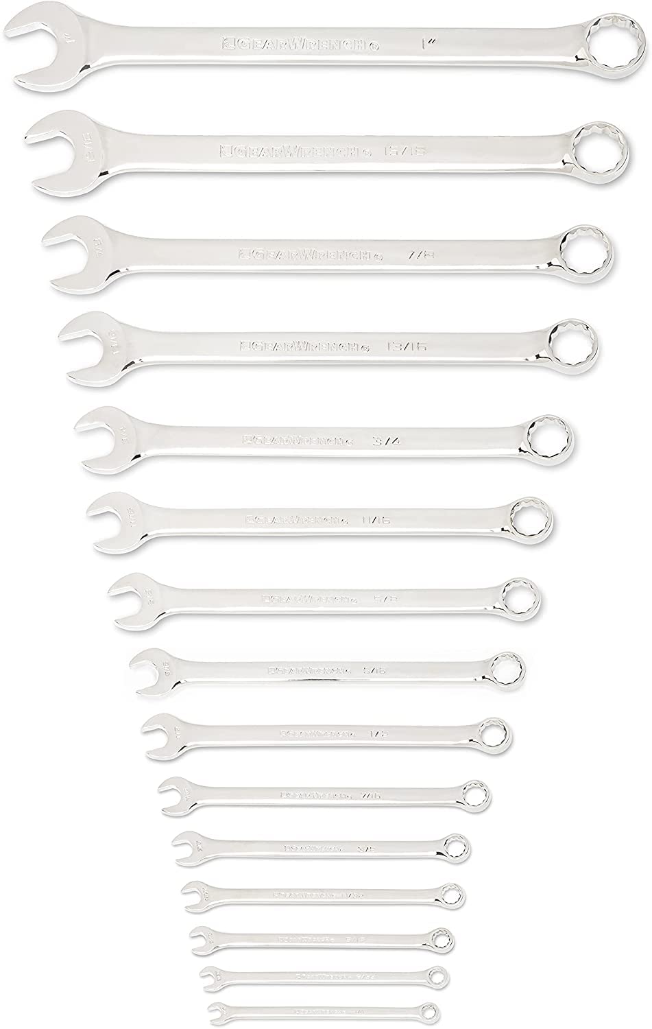 GEARWRENCH 30 Piece 12 Point Long Pattern Combination SAE/Metric Wrench Set with Wrench Racks (1/4-1 in., 8-22 mm) - 81937