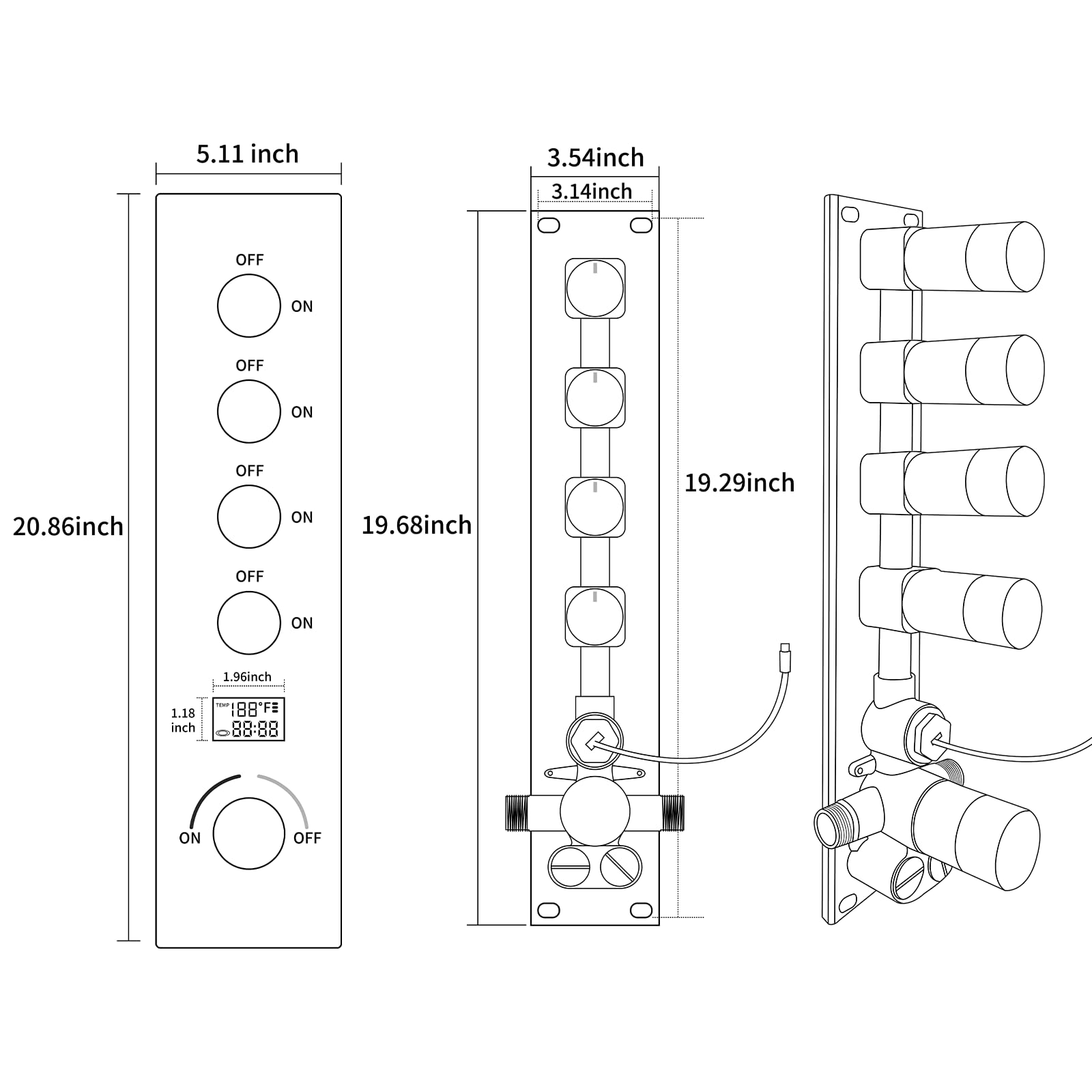 AYIVG Brushed Gold 4 Function Dual Shower Heads System Multi Functions 16 X 26 Inch Rainfall and 8 Inch Wall Mount with 6 Jets Full Body Shower System Set with Handheld shower head