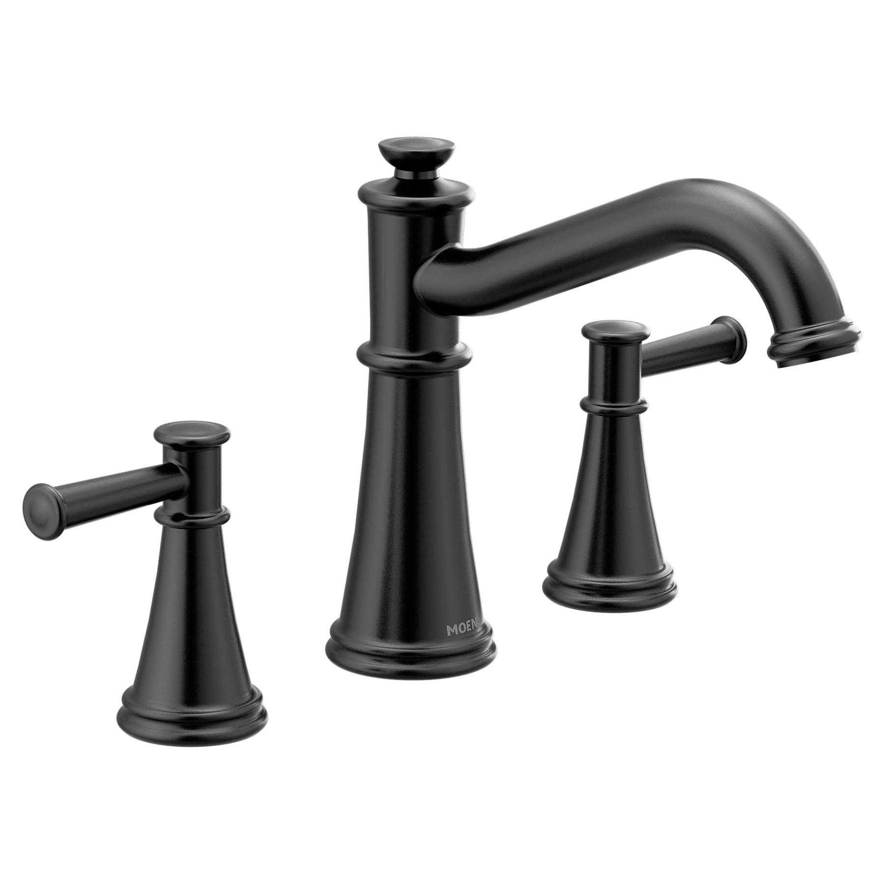Moen Belfield Matte Black Two-Handle Deck Mount Roman Tub Faucet Trim Kit, Valve Required, T9023BL