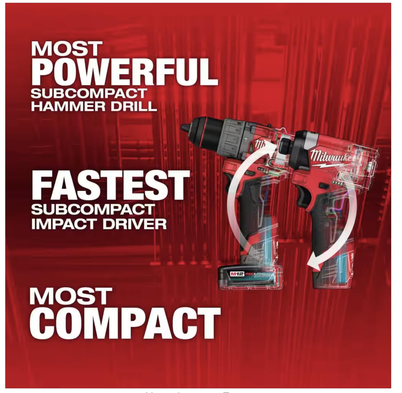 Milwaukee M12 FUEL 12-Volt Li-Ion Brushless Cordless Hammer Drill and Impact Driver Combo Kit (2-Tool) W/Free M12 3/8 in. Ratchet