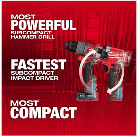 Milwaukee M12 FUEL 12-Volt Li-Ion Brushless Cordless Hammer Drill and Impact Driver Combo Kit (2-Tool) W/Free M12 3/8 in. Ratchet