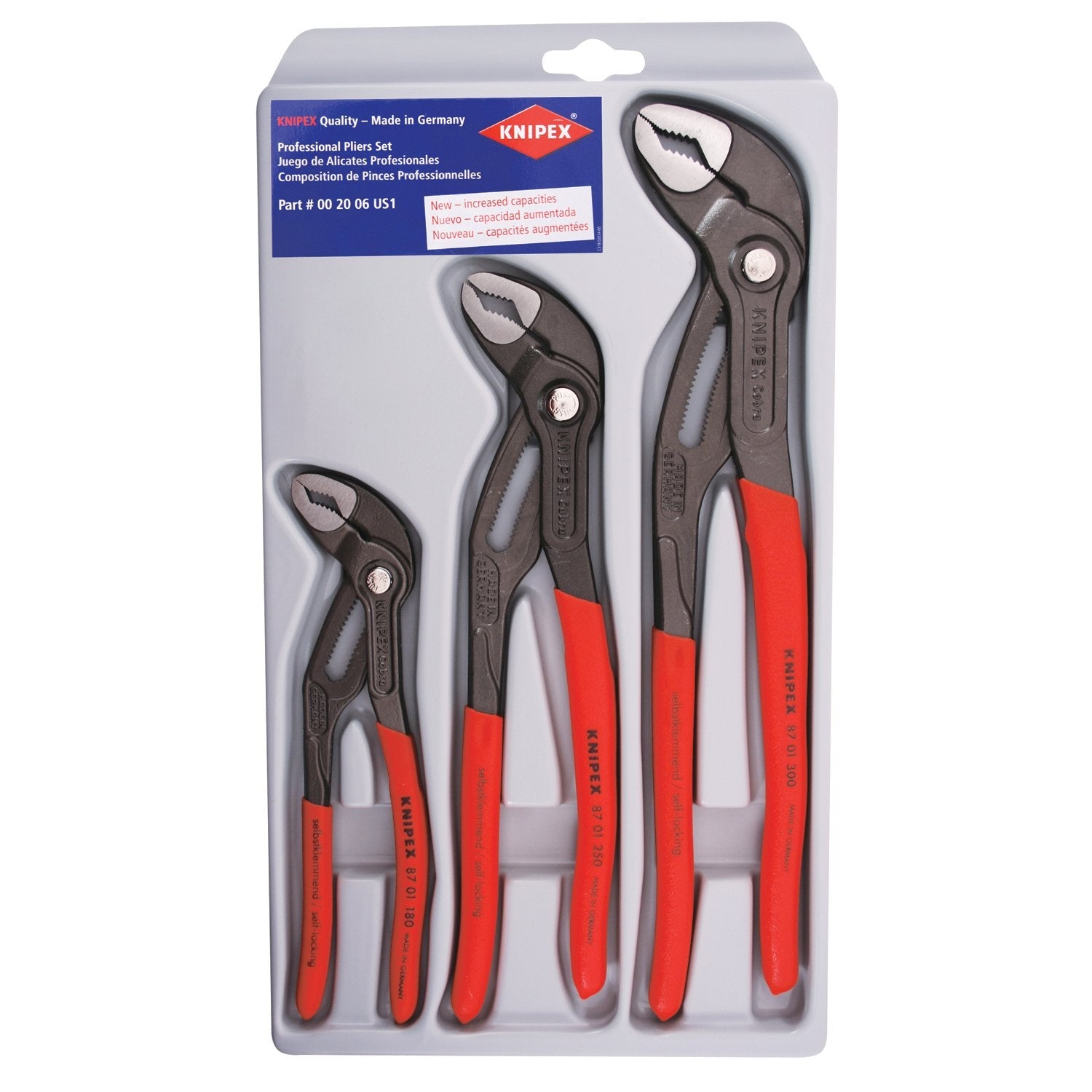 KNIPEX Tools - 3 Piece Cobra Pliers Set (7, 10, & 12) (002006US1) & Piece Pliers Wrench Set (6, 7, 10) (9K008045US)