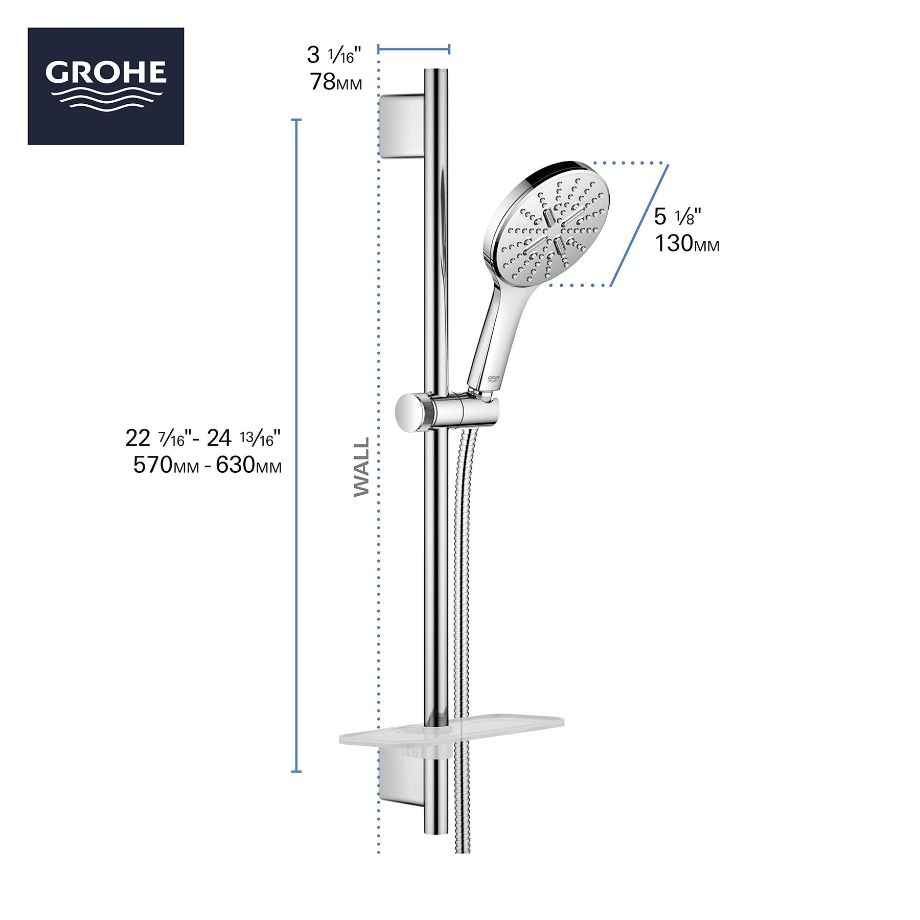 Grohe 29431000 Timeless Pressure Balance Shower Set, Starlight Chrome