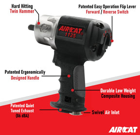 AIRCAT Pneumatic Tools 1125: 1/2" Composite Impact Wrench 1250 ft-lbs