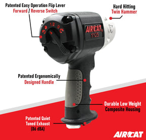 AIRCAT Pneumatic Tools 1125: 1/2" Composite Impact Wrench 1250 ft-lbs