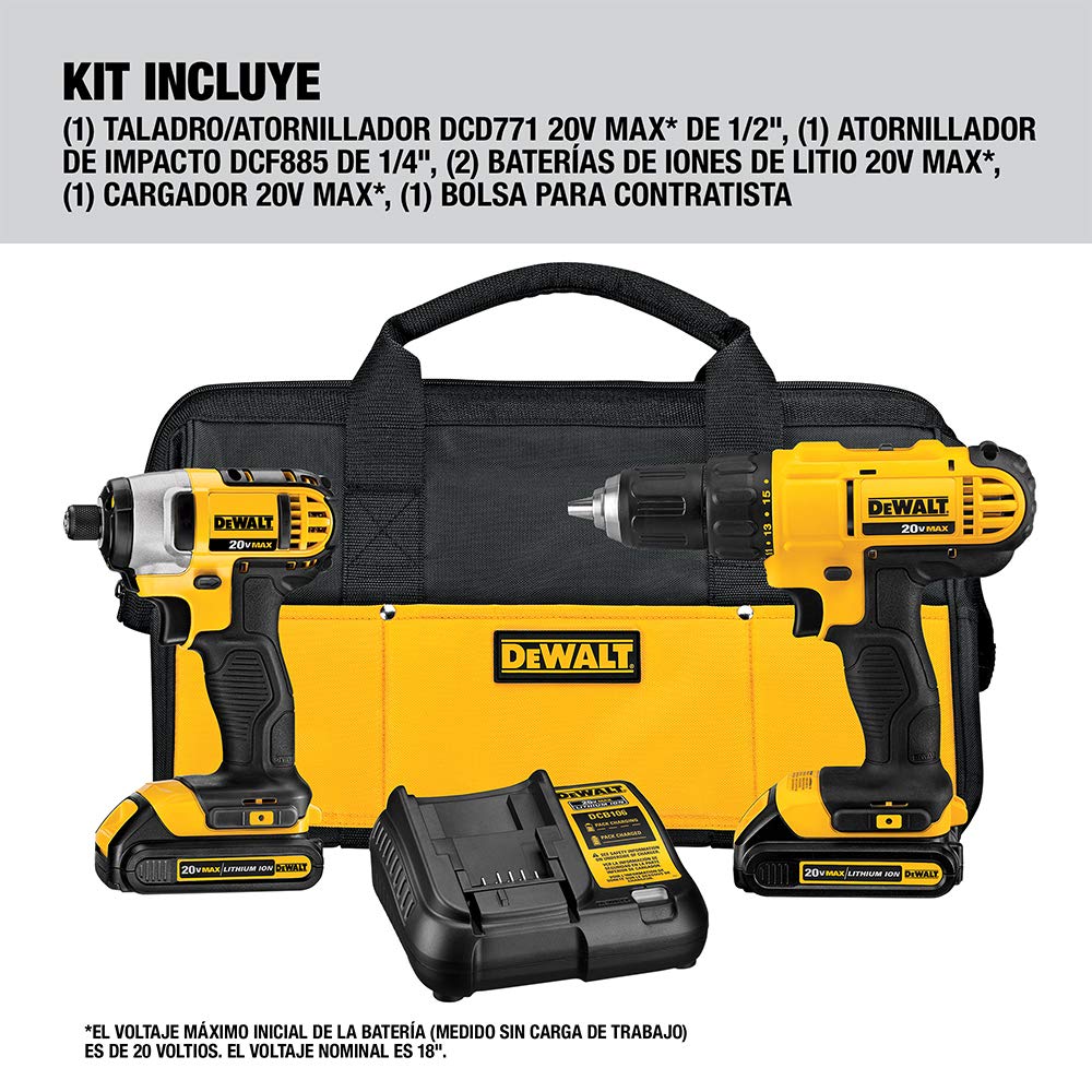 DEWALT Mechanics Tools Kit and Socket Set, 204-Piece (DWMT72165) & 20V MAX* Cordless Drill Combo Kit, 2-Tool (DCK240C2)