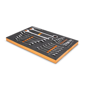 GEARWRENCH 21 Piece 72T SAE Standard & Stubby Ratcheting Wrench Set with EVA Foam Tray - 86526