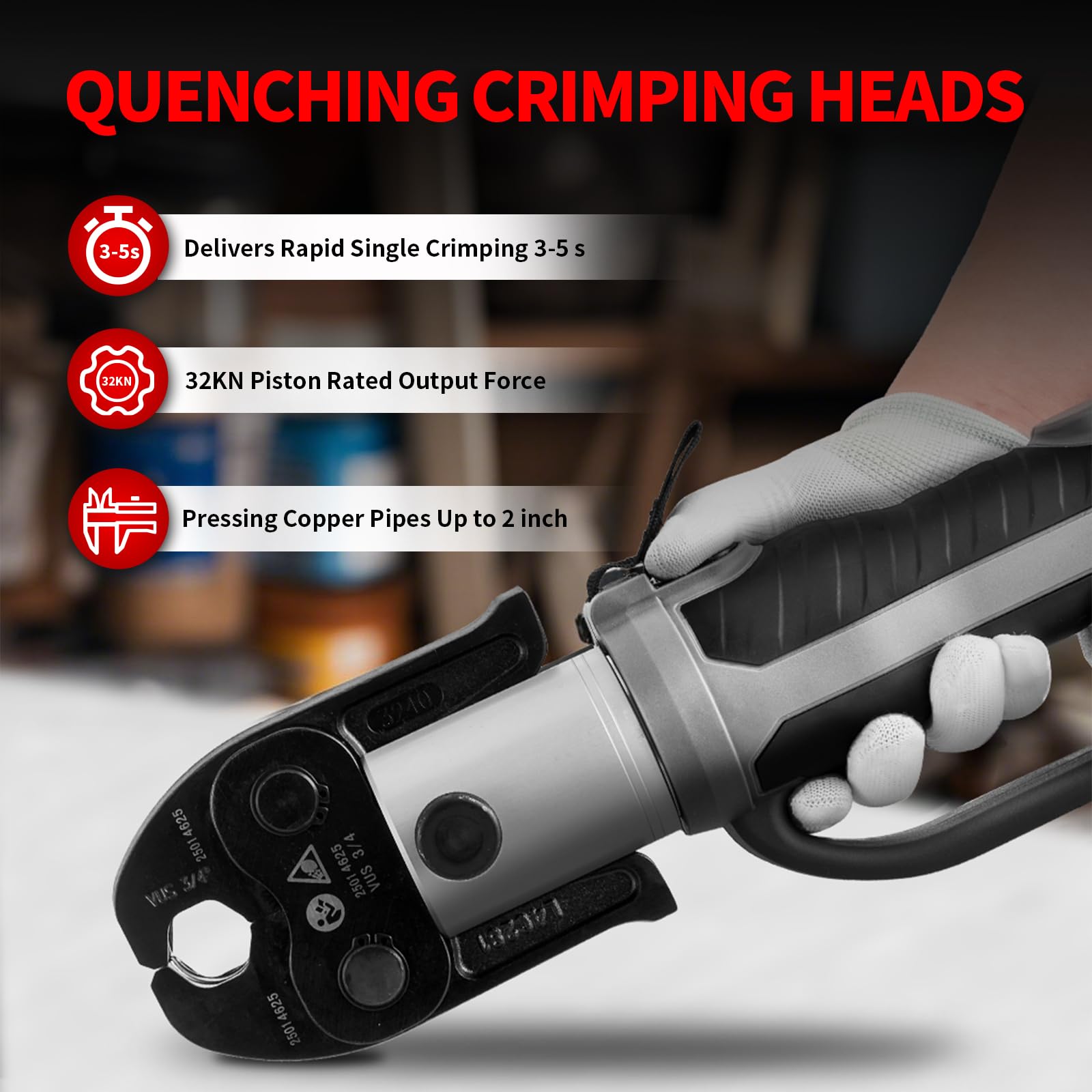ROGVOC Electric Pipe Crimping Tool Kit with 6 Pro Press Jaws, Pro Press Tool for 1/2 to 2 inches Copper Pipes and Stainless Steel Pipes, 2pcs 4 Ah Battery and Charger, Carrying Case Included
