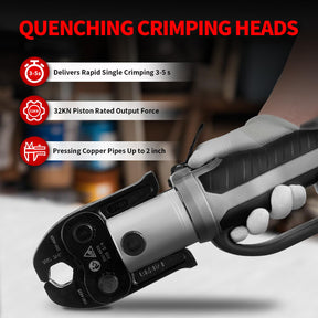 ROGVOC Electric Pipe Crimping Tool Kit with 6 Pro Press Jaws, Pro Press Tool for 1/2 to 2 inches Copper Pipes and Stainless Steel Pipes, 2pcs 4 Ah Battery and Charger, Carrying Case Included