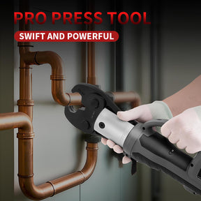 ROGVOC Electric Pipe Crimping Tool Kit with 6 Pro Press Jaws, Pro Press Tool for 1/2 to 2 inches Copper Pipes and Stainless Steel Pipes, 2pcs 4 Ah Battery and Charger, Carrying Case Included