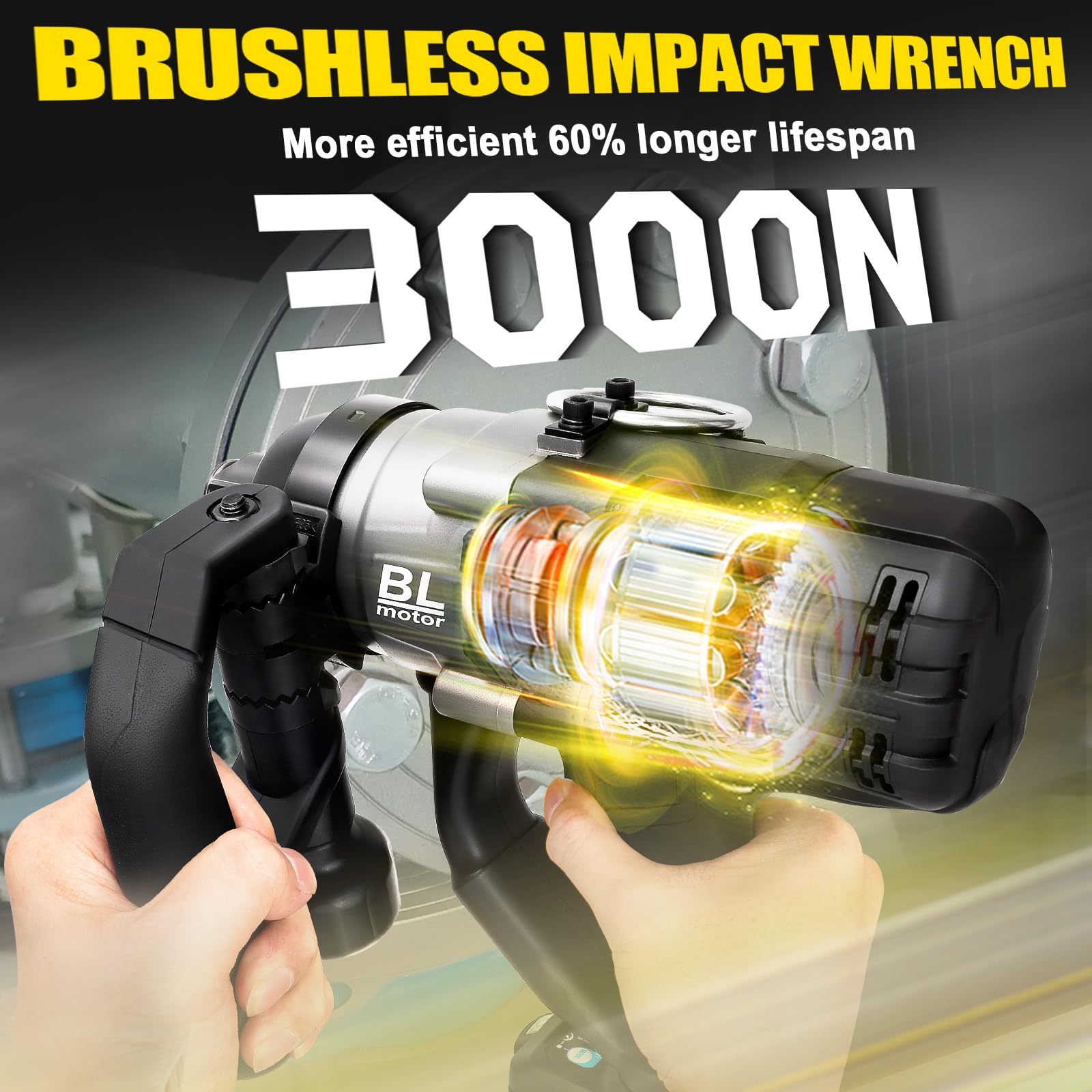 Cordless Impact Wrench 1" for DeWalt 20V MAX Battery, Impact Wrench 2250FT-LBS(3000N.m) High Torque Brushless Electric Impact, with 4 Modes Power Impact Driver for Car, Truck, Mower (No Battery)