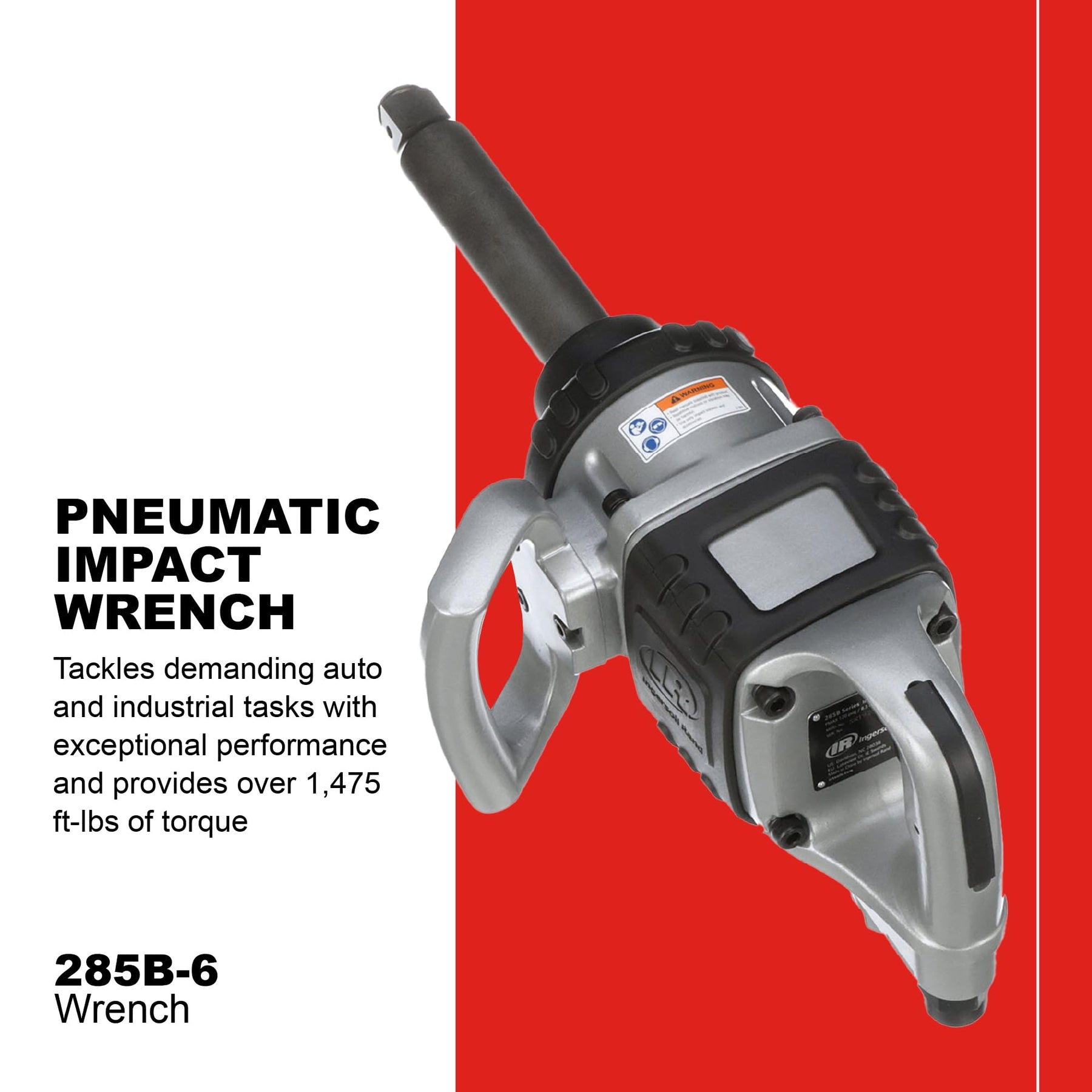 Ingersoll Rand 285B-6 1-Inch Cordless Pneumatic Impact Wrench with 6-Inch Extended Anvil and 2 Handles