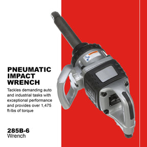 Ingersoll Rand 285B-6 1-Inch Cordless Pneumatic Impact Wrench with 6-Inch Extended Anvil and 2 Handles