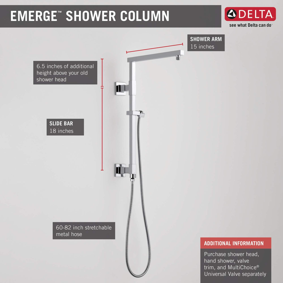 DELTA FAUCET 58410-RB Emerge 18" Angular Shower Column, Venetian Bronze