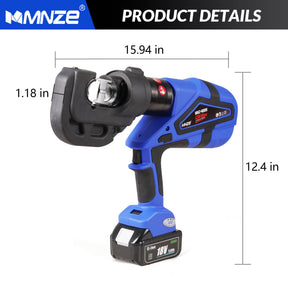 MMNZE Electric Hydraulic Cable Lug Crimper Pliers Rechargeable Crimping Tool 12 Ton Electrical Terminal Cable Wire Fiber Crimper Kit with 12 Dies (MZ-MKZ-400)