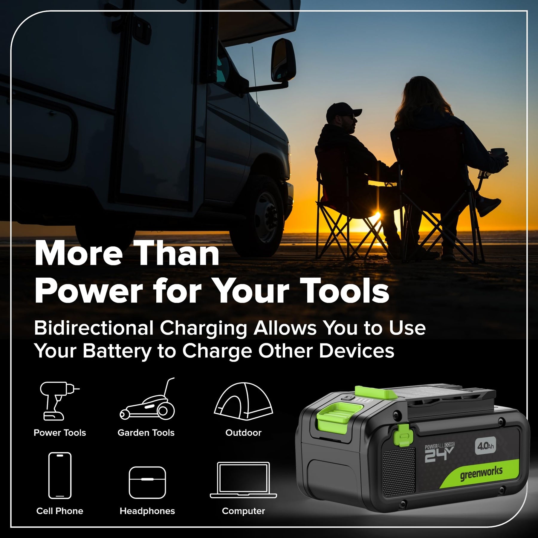 Greenworks 24V Cordless Brushless 5PCs Combo, Drill/Driver +Impact Driver +6.5" Circular Saw +Oscillating Tool +200LM Flashlight, 2.0Ah + 4.0Ah Batteries (24,000mAh Power Bank) and 65W USB-C Charger