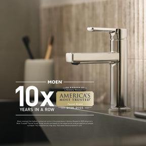 Moen T394BG Align 2-Handle Deck Mount Modern Roman Tub Faucet Trim Kit with Single Function Handshower, 4-hole Bathtub Faucets with Hand Shower Wand and Tub Spout, Valve Required, Brushed Gold