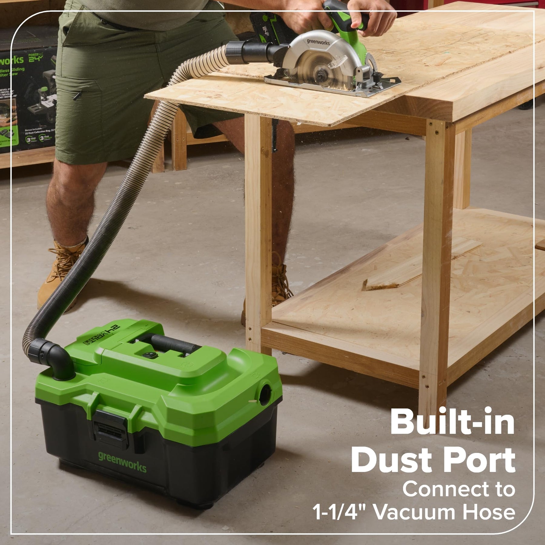 Greenworks 24V Cordless Brushless 8PCs Combo, Drill+Impact Driver+Circular Saw+Recip Saw+Jig Saw+Sander+Flashlight+Oscillating Tool (2) 2.0Ah+4.0Ah Batteries (24,000mAh Power Bank) 65W USB-C Charger