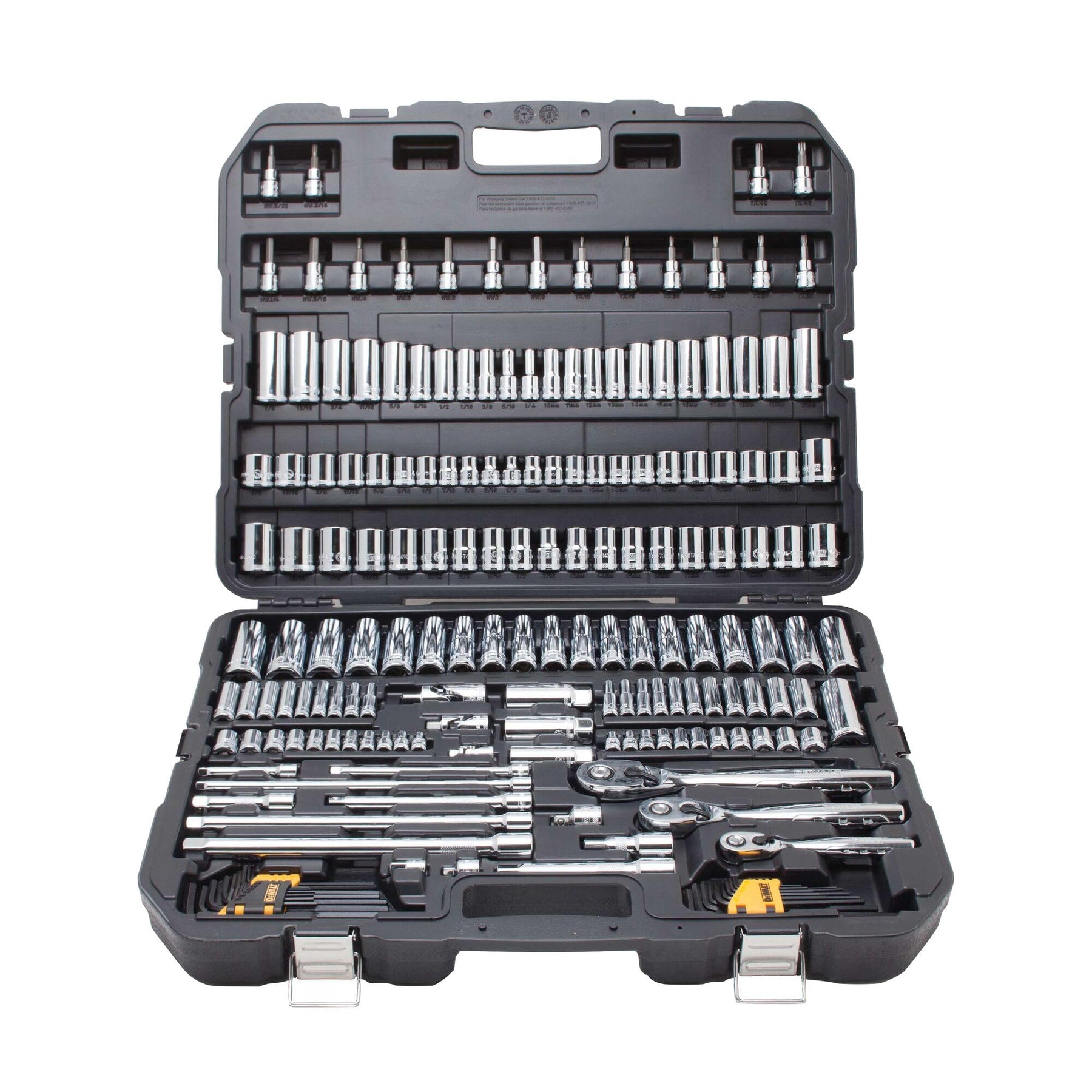 DEWALT Mechanics Tool Set, SAE and Metric Socket Wrench Set, Drive Sizes 1/2, 1/4, 3/8 Socket Set, 192-Piece Tool Box (DWMT75049)