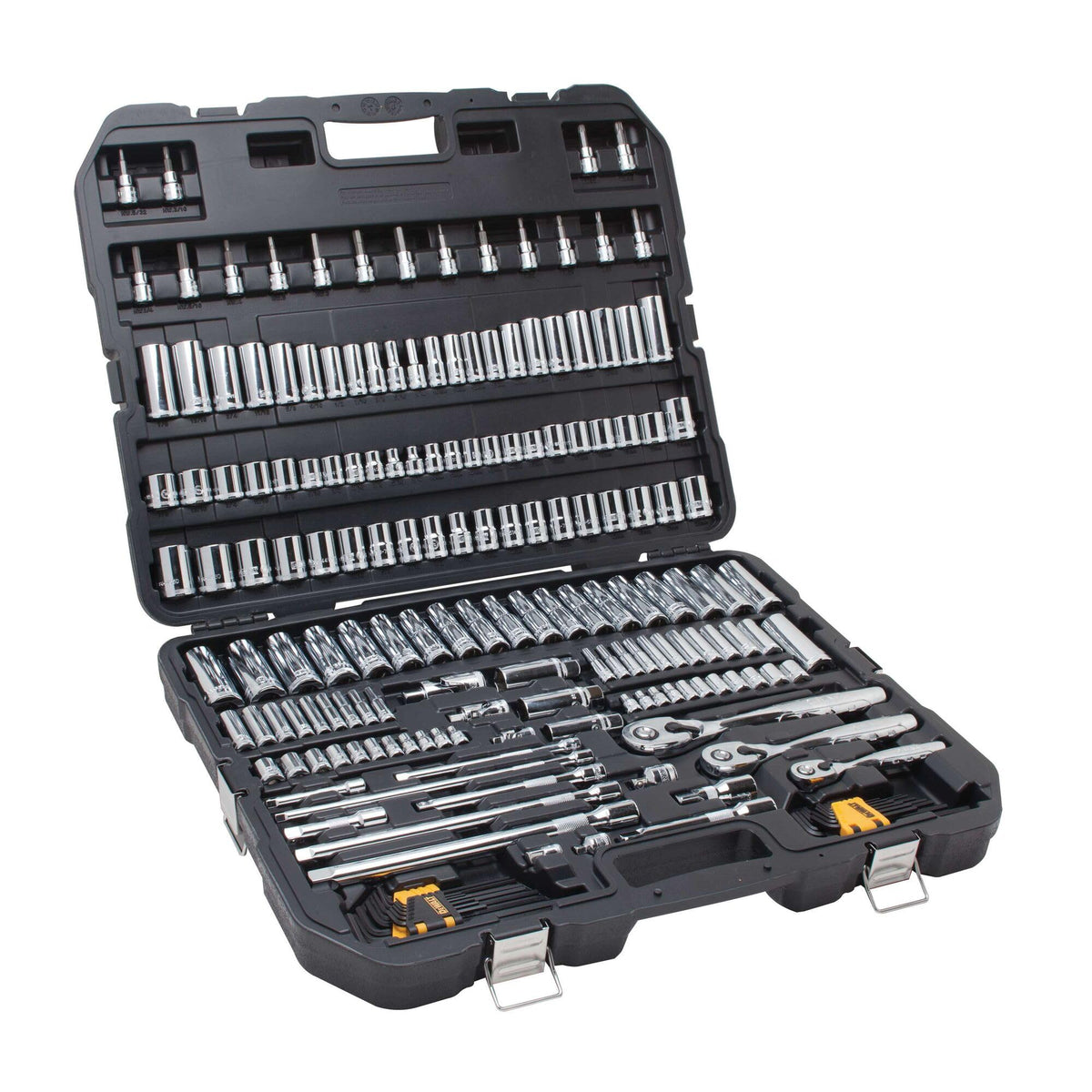 DEWALT Mechanics Tool Set, SAE and Metric Socket Wrench Set, Drive Sizes 1/2, 1/4, 3/8 Socket Set, 192-Piece Tool Box (DWMT75049)
