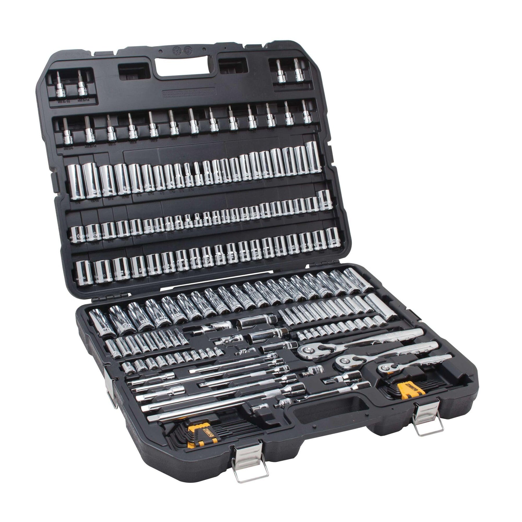 DEWALT Mechanics Tool Set, SAE and Metric Socket Wrench Set, Drive Sizes 1/2, 1/4, 3/8 Socket Set, 192-Piece Tool Box (DWMT75049)