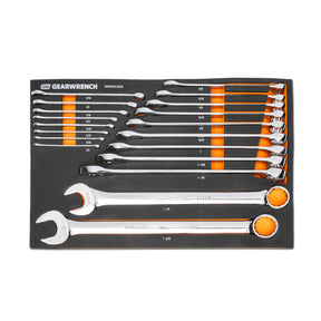 GEARWRENCH 19 Piece 12 Pt Long Pattern Combination SAE Wrench Set in Foam Storage Tray - GWMSCWL12SAE