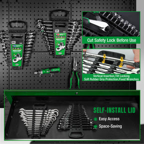 SK Flex-Head Ratcheting Wrench Set, Combination Wrench Set, 25-Piece, SAE 1/4" to 1", Metric 8 to 19mm, 72-Tooth, Premium CR-V Construction, with Rack Organizer