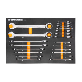 GEARWRENCH 21 Piece 72T SAE Standard & Stubby Ratcheting Wrench Set with EVA Foam Tray - 86526
