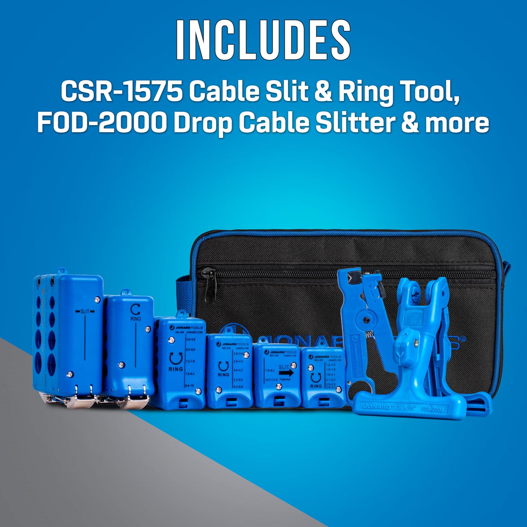 Jonard Tools TK-108 Fiber Optic Mid Span Slit & Ring Tool Kit (1.2 mm-18.2 mm)