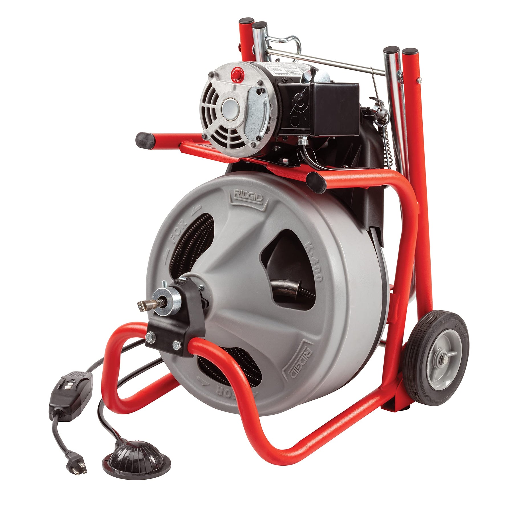 RIDGID 26998 Model K-400 Drain Cleaning 120-Volt Drum Machine Kit with C-45IW 1/2" x 75' Cable, White, Black, Red